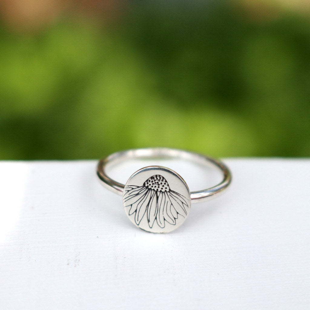 Echinacea Flower Ring-Womens-LittleGreenRoomJewelry-LittleGreenRoomJewelry