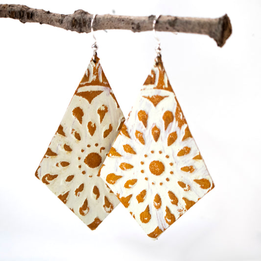 Boho Painted Leather Earrings-Womens-LittleGreenRoomJewelry-LittleGreenRoomJewelry