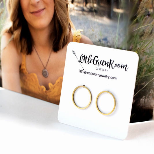 Minimalist Brass Hoop Earrings-Womens-LittleGreenRoomJewelry-LittleGreenRoomJewelry