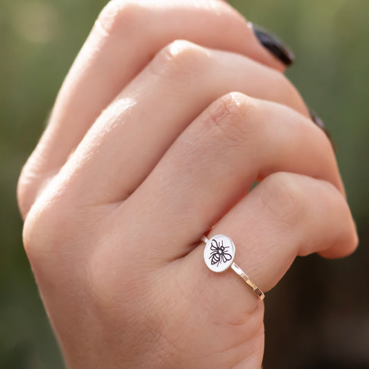 Sterling Bee Ring-Womens-LittleGreenRoomJewelry-LittleGreenRoomJewelry