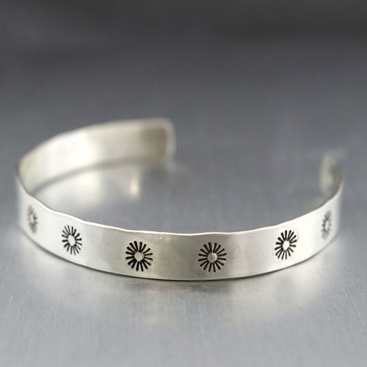 Sterling Silver Daisy Cuff Bracelet-Womens-LittleGreenRoomJewelry-LittleGreenRoomJewelry