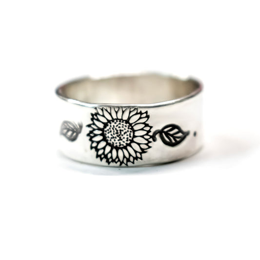 Sterling Artisan Wild Sunflower Ring-Womens-LittleGreenRoomJewelry-LittleGreenRoomJewelry