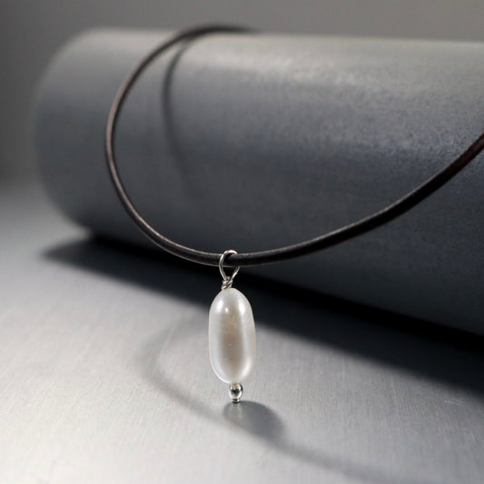 Freshwater Pearl Leather Cord Necklace-Womens-LittleGreenRoomJewelry-LittleGreenRoomJewelry