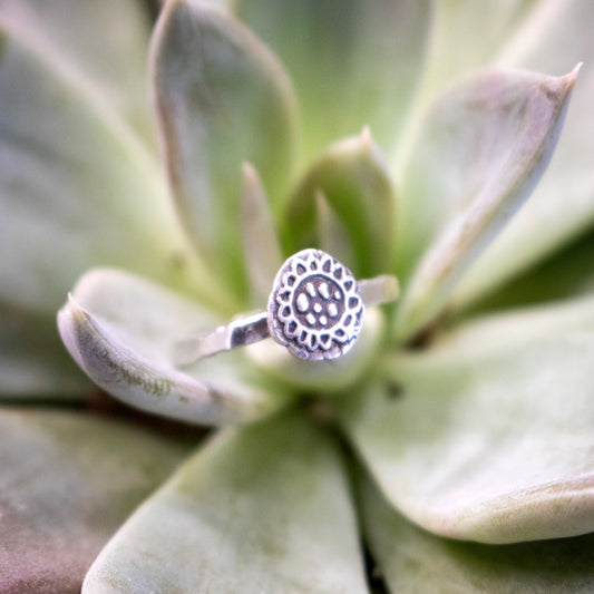 Sweet Sterling Silver Sunflower Stack Ring-Womens-LittleGreenRoomJewelry-LittleGreenRoomJewelry
