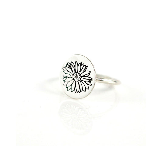 Sterling Gerbera Daisy Stack Ring-Womens-LittleGreenRoomJewelry-LittleGreenRoomJewelry