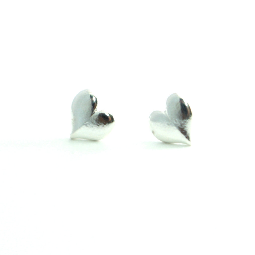 Sterling Silver Heart Stud Earrings-Womens-LittleGreenRoomJewelry-LittleGreenRoomJewelry