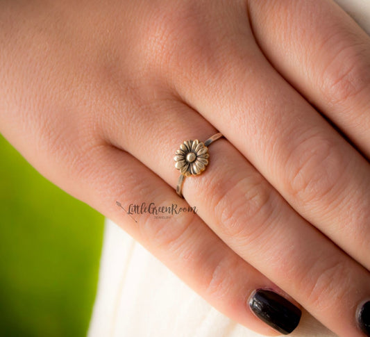 Sweet Boho Sunflower Stacking Ring-Womens-LitttleGreenRoomJewelry-LittleGreenRoomJewelry