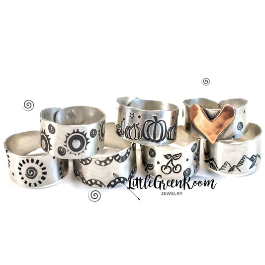 Sterling Silver Adjustable Band Ring-Womens-LittleGreenRoomJewelry-LittleGreenRoomJewelry
