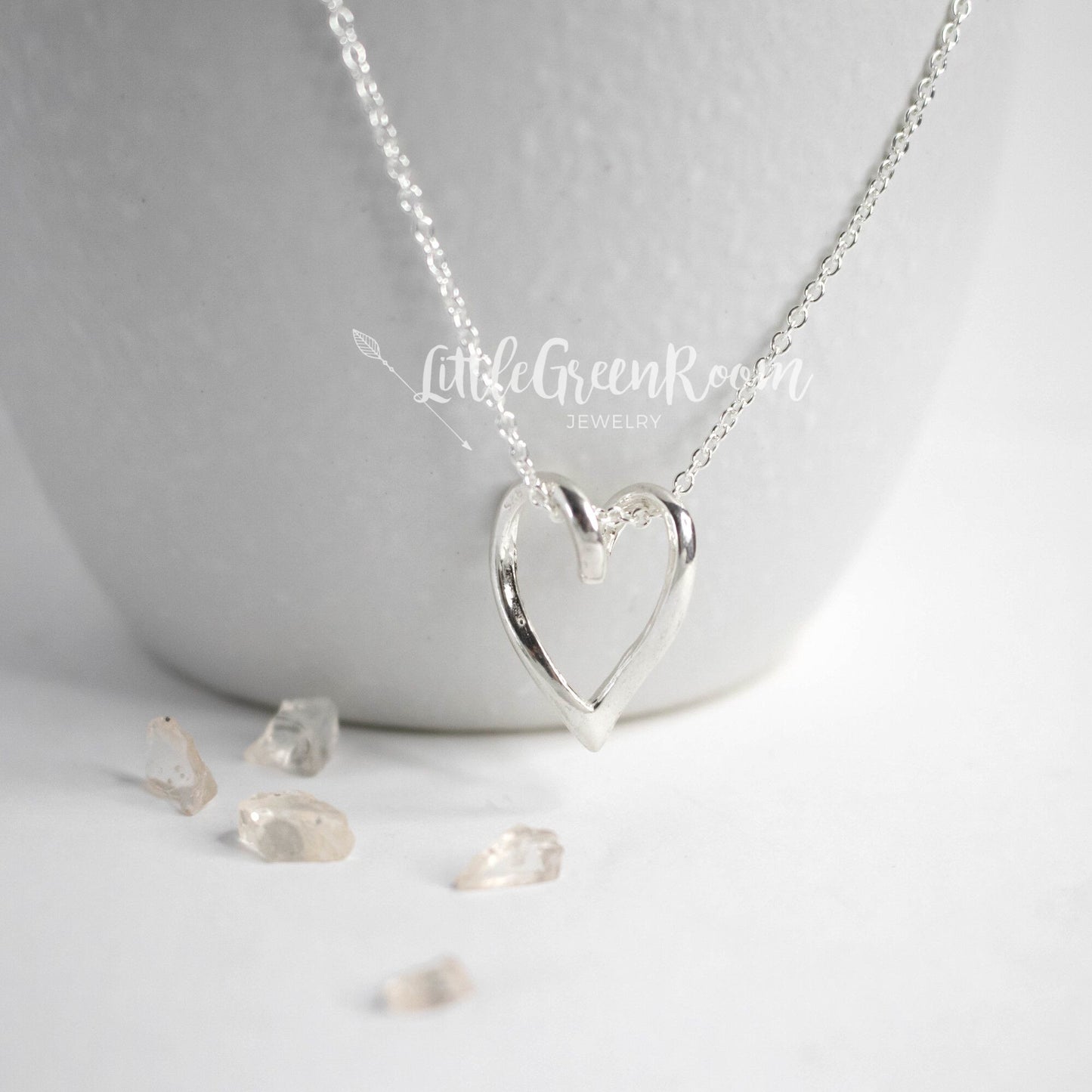 Sterling Silver Artistic Heart Necklace-Womens-LittleGreenRoomJewelry-LittleGreenRoomJewelry